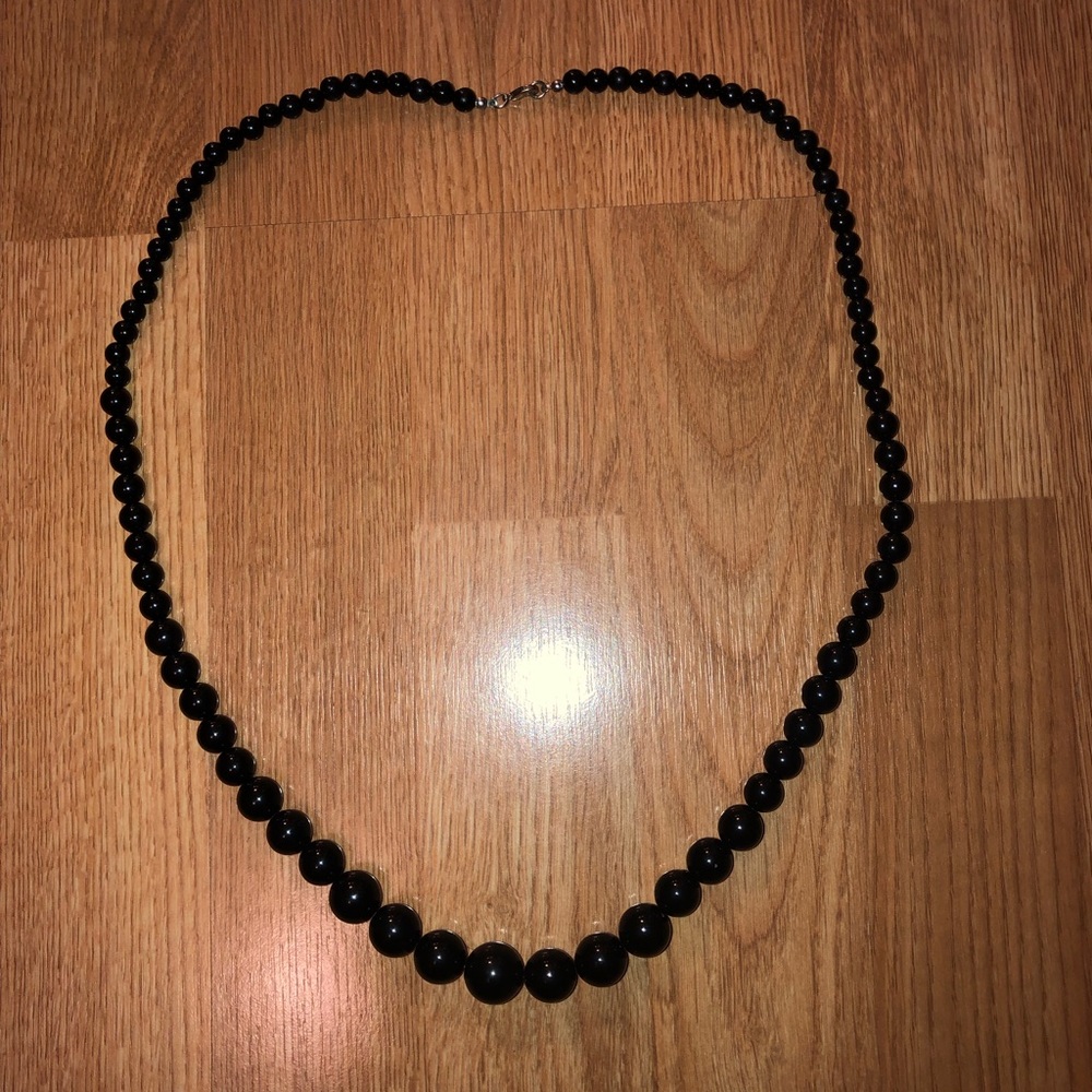 Classic Black Beaded Necklace - Elegant Women's Jewelry